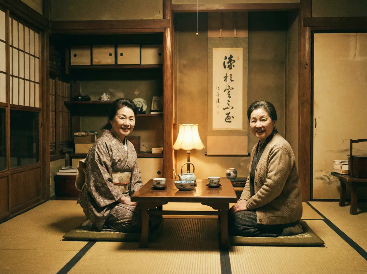 两位优雅的 换妻-换妻影视最新资讯与原创精选|换妻 在日式茶室中品茶交谈